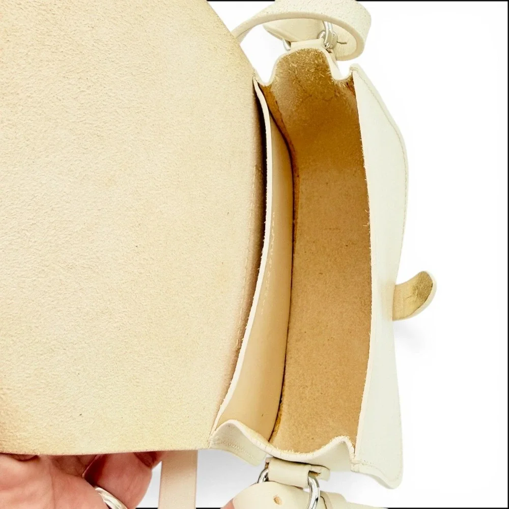 Ralph Lauren Collection Stirrup Mini Satchel Cream Leather Italy Equestrian Bag‎